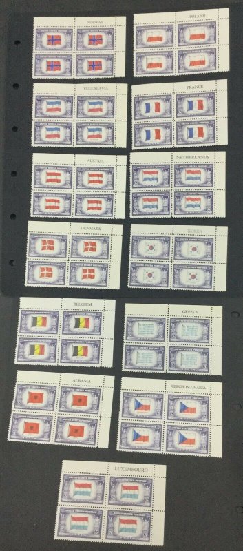 MOMEN: US STAMPS # 5c FLAGS BLOCKS MINT OG NH LOT #39934