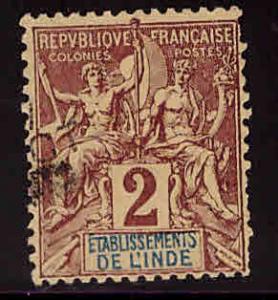 FRENCH INDIA  Scott 2 Used 1892 Navigation and Commerce stamp