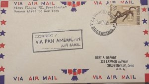 O) 1950 ARGENTINA, FIRST FLIGHT EL PRESIDENTE,  VIA PAN AMERICAN, AIRMAIL, MERCU