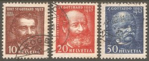 SWITZERLAND Sc# 216 - 218 USED F Set3 Louis Favre Welti Escher Gothard Tunnel