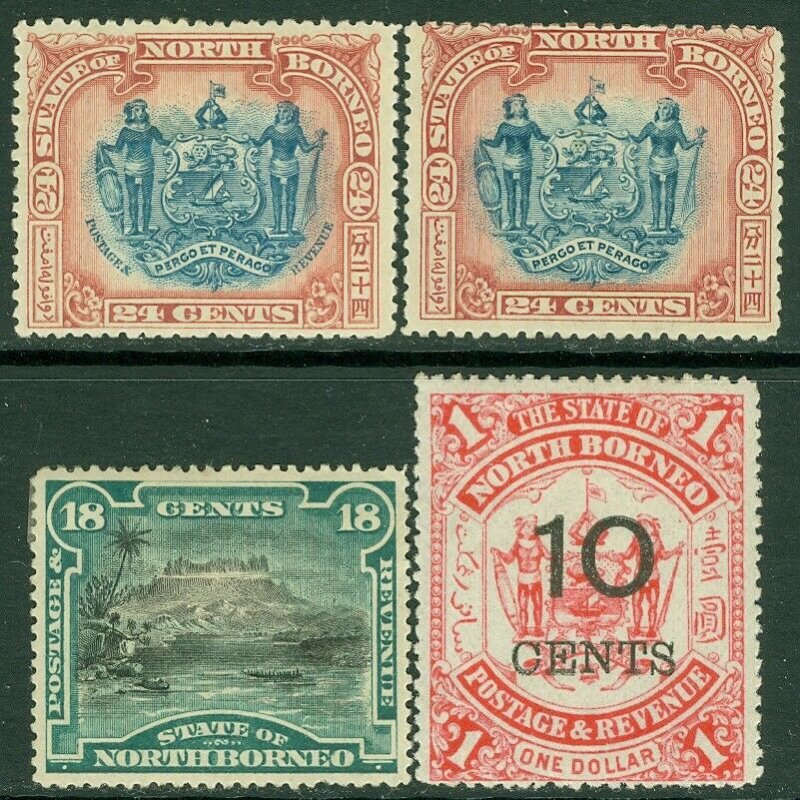 EDW1949SELL : NORTH BORNEO 1894-97 Scott #66, 75, 88, 90. 4 Better sgls. VF, MOG 