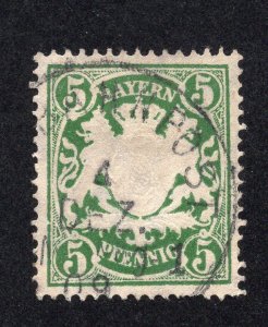 Bavaria 1900 5pf dark green Arms, Scott 62 used, value = 65c