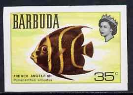 Barbuda 1968 imperf proof 35c (French Angelfish) from the...