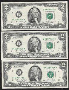 1976-3 CONSEC.$2-FRN-B 41094724 A -....726A unc/crisp