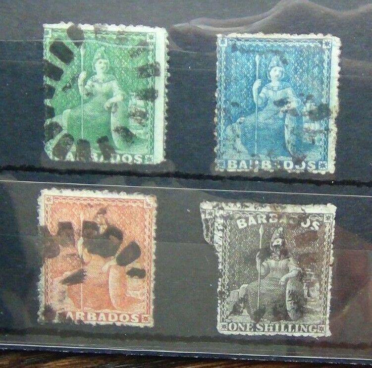 Barbados 1860 values to 1s Black Used  