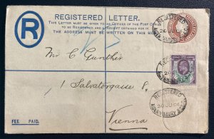 1904 England Postal Stationery Registered Cover To Vienna Austria