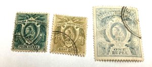 *KAPPYSSTAMPS  UGANDA #73, 74, 75 1898 VICTORIAN STAMPS USED LIGHT CANCELS  G102