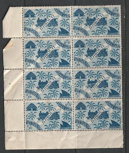 #224 Somali Coast Mint OGNH block of 8 ,perf seperation and folded