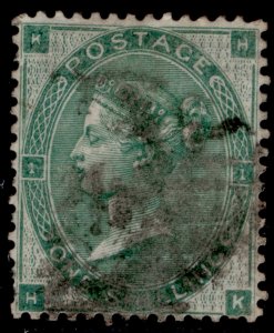 GB QV SG89, 1s deep green, USED. Cat £500. THICK PAPER HK