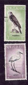 New Zealand-Sc#B61-2-used Semi-Postal-Birds-1961-id5-