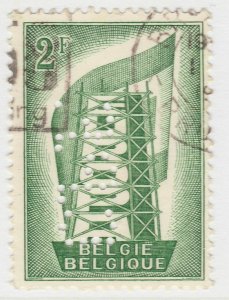 Perfin Belgium 1956 2fr Used Stamp A19P48F962