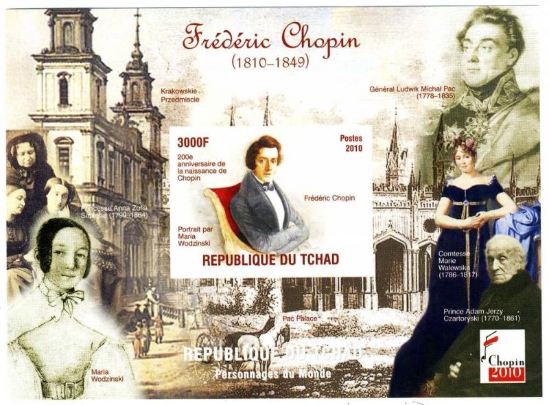 Chad 2010 Frederic CHOPIN Polish Composer by M.Wodzinski s/s Perforated Mint NH