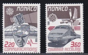 Monaco # 1623-1624,Europa '88, Train - Airplane, NH, 1/2 Cat,