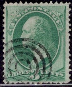 US Stamp #147 3c Green Washington USED SCV $1.80