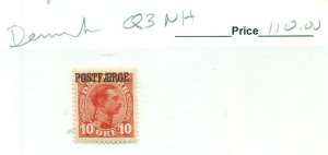 DENMARK #Q3, Mint Never Hinged, Scott $110.00