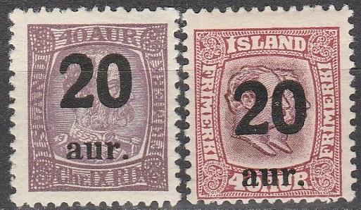 Iceland #134-5  F-VF Unused CV $29.00  (A15492)