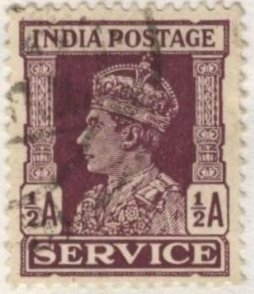 India O106A (used) 1½a George VI, dk rose vio (1943)