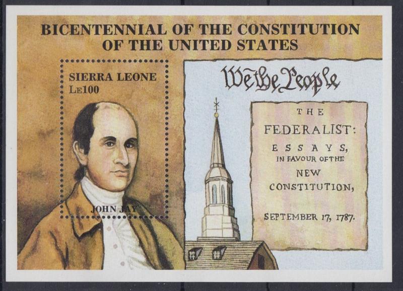 XG-AC410 SIERRA LEONE IND - Us Constitution, 1987 Bicentennial MNH Sheet