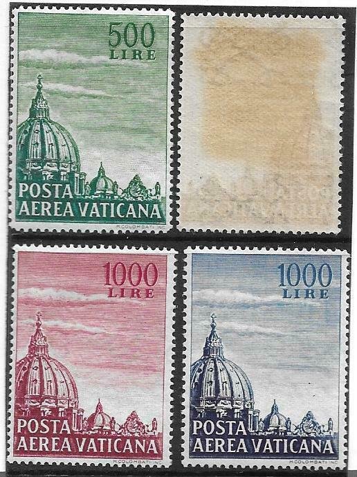 1953    VATICAN CITY  -  SG. 190 / 191a  - AIRMAIL WITH DISCOLOURED GUM  -  MNH