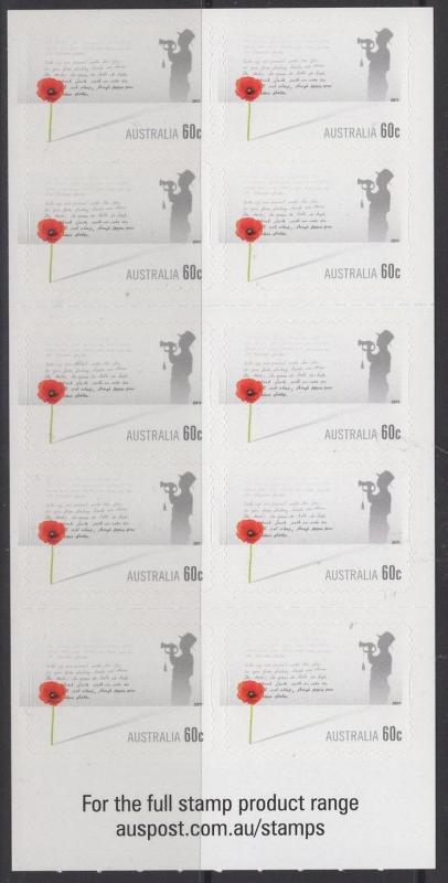 AUSTRALIA SGSB387(3682a) 2011 REMEMBRANCE DAY BOOKLET MNH 