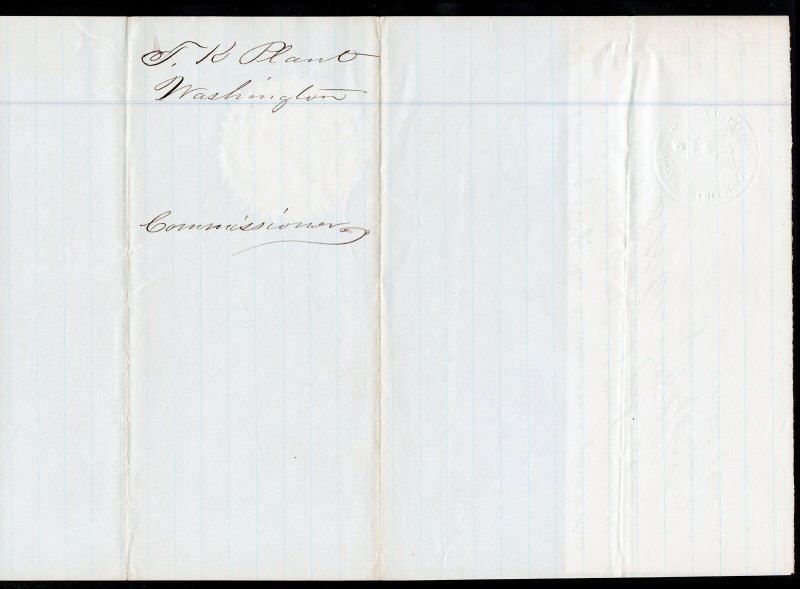 1870 JOSEPH T. K. PLANT - OATH COMMISSIONER OF DEEDS FOR NH IN WASHINGTON DC