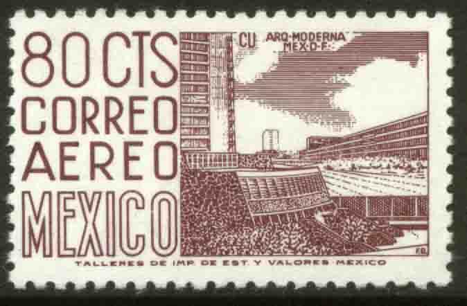 MEXICO C472, 80c 1950 Defin 9th Issue Unwmkd Fosfo Coated. MINT, NH. F-VF.