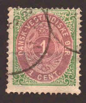 Danish West Indies Scott # 5 Used Hinged