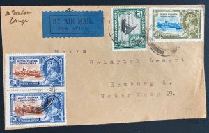 1936 Tanganyika Airmail cover To Hamburg Germany King George V Silver Jubilee