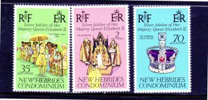 NEW HEBRIDES, BRITISH #214-216  1977  QEII  25TH ANNIV.  MINT  VF NH  O.G