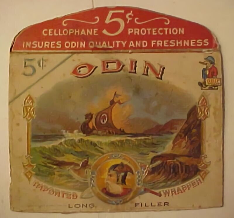 US CIGAR BOX TOP ODOM 1920's