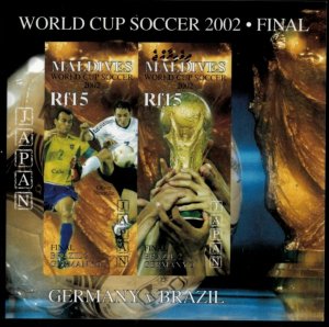 Maldives 2002 - Soccer - IMPERF Souvenir Stamp Sheet - Scott #2652 - MNH
