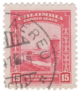 COLOMBIA AIRMAIL STAMP 1941. SCOTT # C123. USED. # 3