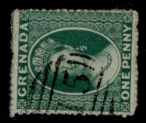 GRENADA QV SG16, 1d green, USED. Cat £50. WMK SIDEWAYS