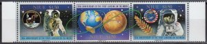 NIUE 1989 First Manned Landing on the Moon 20th Anniversary, Strip of 3 MNH