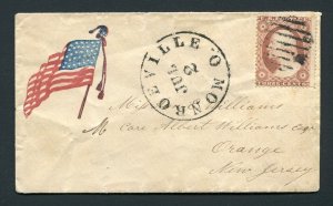 1860's Civil War Patriotic - Monroeville, Ohio to Orange, New Jersey