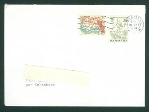 Faroe Islands. Denmark. Cover 1974. Thorshavn. Scott# 453-530. Adr. Copenhagen