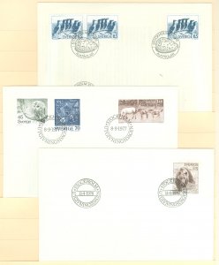 Sweden 1155/1212-14/1234 1977-78 3 U/A FDCs; birds, bears, horses