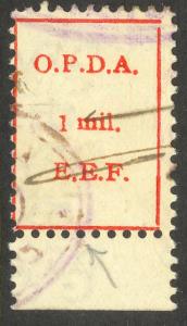 PALESTINE c1922 OPDA 1m Revenue P.11 Inverted Wmk Bale 70b Used