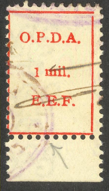 PALESTINE c1922 OPDA 1m Revenue P.11 Inverted Wmk Bale 70b Used