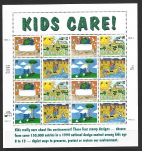 U.S. Sc. #2951-54 32c Earth Day Kids Care sheet MNH L152