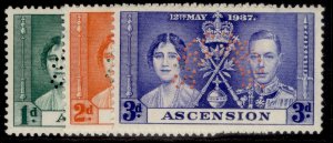 ASCENSION GVI SG35s-37s, 1937 CORONATION set, LH MINT. Cat £450. SPECIMEN