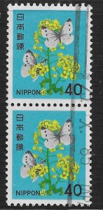 Japan #1416 40y Rape Flower, Cabbage Butterflies ~ Used