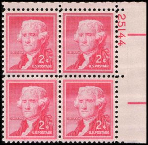 US #1033 JEFFERSON MNH UR PLATE BLOCK #25144