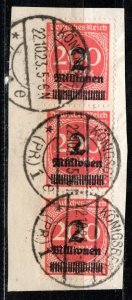 Germany Reich Scott # 269, used, s/3, opp, plate printing, exp.h/s, Mi# 309APa