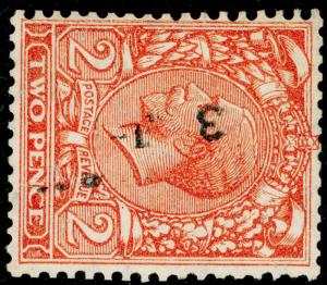 Sg421b, 2d orange, FINE used. Cat £100. WMK SIDEWAYS.