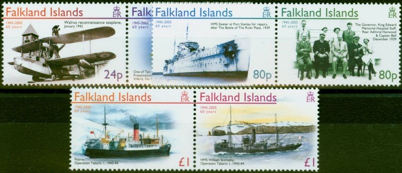 Falkland Islands 2005 60th Anniversary End WWII Set of 6 SG1015-1020 V.F MNH