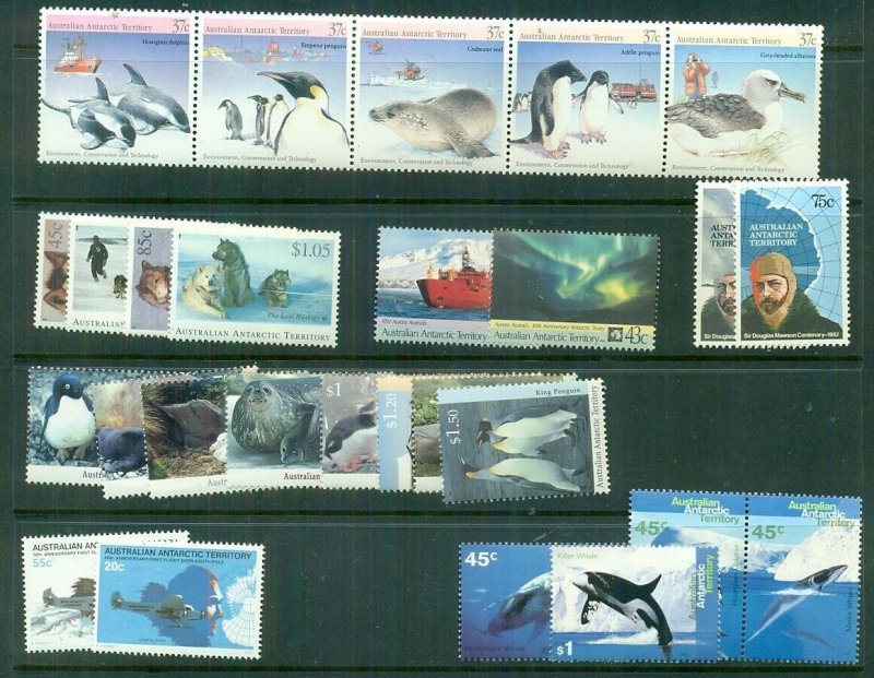 AUSTRALIAN ANTARCTIC TERR, 7 diff sets, NH, VF, Scott $38.53