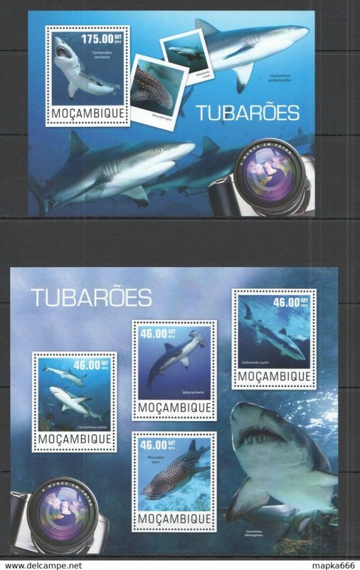 2014 Mozambique Fauna Fish & Marine Life Sharks Kb+Bl ** St2429