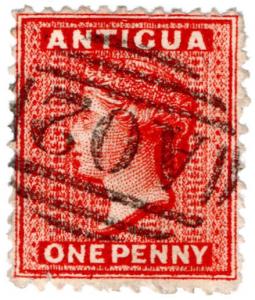 (I.B) Antigua Postal : 1d Red (SG 14) inverted watermark