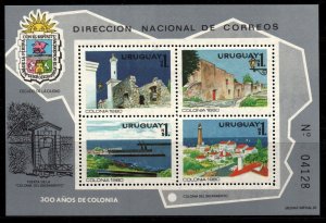 1980 Uruguay sheet of 4 stamps Colonia 300th anniv #1070  ** MNH